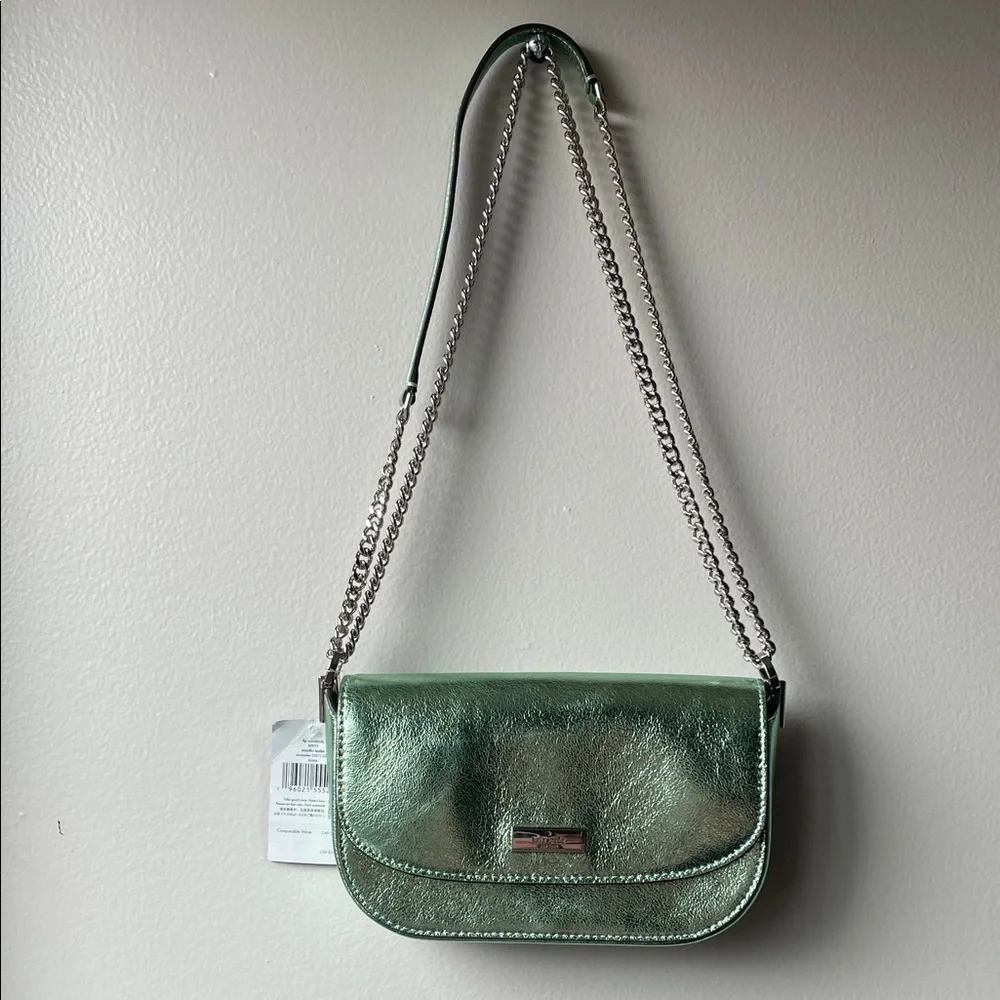 Kate Spade Metallic Seawater Green Crossbody Bag NWT